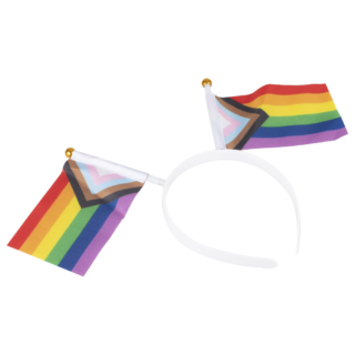 witte haarband met regenboog vlaggetjes