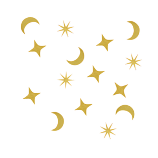 Gouden confetti in de vorm van sterren en een halve maan