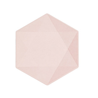 Licht roze bordje in de vorm van een hexagon