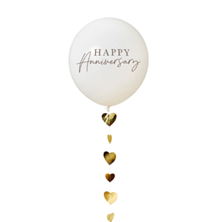 grote ballon happy anniversary met gouden hartjes