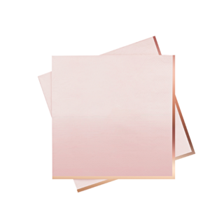 Roze ombre servetten met rosé gouden rand