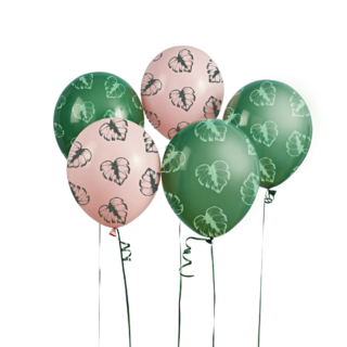 groene en roze ballonnen met palmbladeren