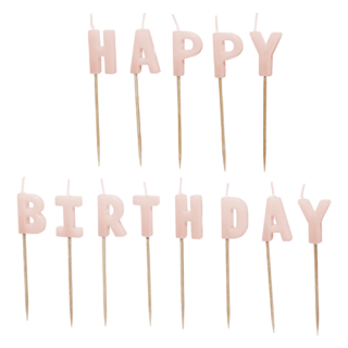 lichtroze taart kaarsen happy birthday