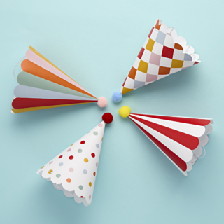circus feesthoedjes met pom pom en ribbelrand