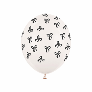 off white ballon met zwarte strikjes