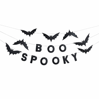 slingers halloween boo spooky met vleermuizen zwart