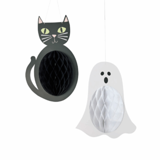 spook en zwarte kat hangende versiering halloween
