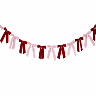 slinger met velvet strikjes rood en roze