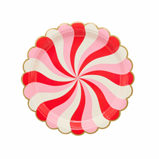 bordjes snoepjes rood en roze
