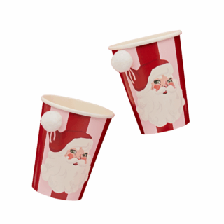 kerstman bekers met pom pom