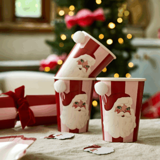kerstman bekers met pom pom