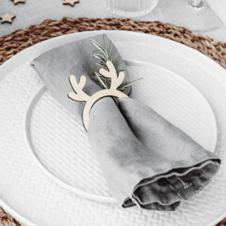 servet ringen hout rendier kerst