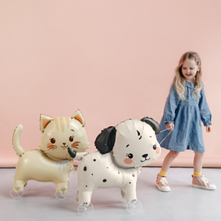 Alternative view of Folieballon met Wieltjes – Hond - Beige & Zwart