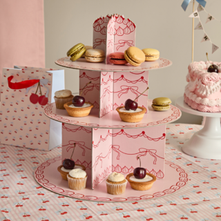 Roze Hapjesplateau - Kersen & Strikjes