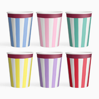 Alternative view of Papieren Bekers - Strepen Multicolor - 6 stuks