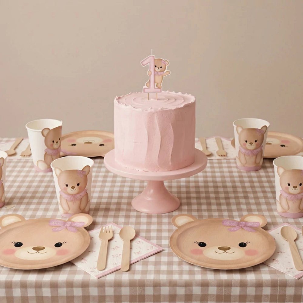 Bordjes - Beertje met Roze Strik - 6 stuks - Afbeelding 3