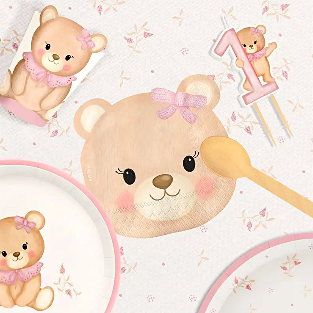 Bordjes met Roze Beertje – 17 CM - Afbeelding 3