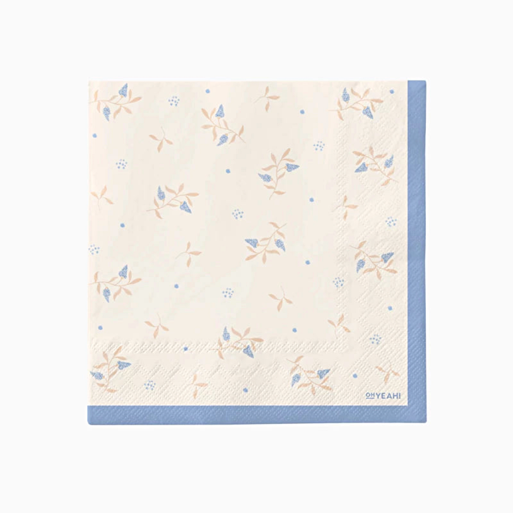 Servetten met Blauwe Bloemen - 20 stuks - Afbeelding 2