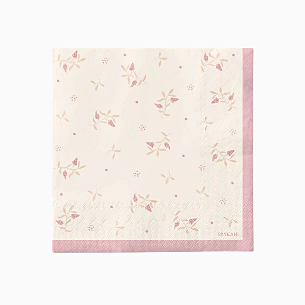 Servetten met Roze Bloemen - 20 stuks - Afbeelding 2