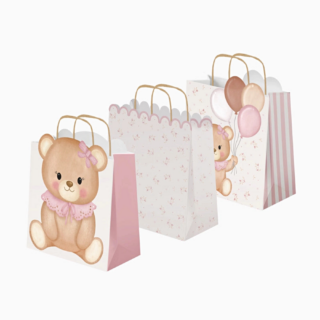 Alternative view of Grote Cadeautasjes met Roze Beertjes - 3 stuks