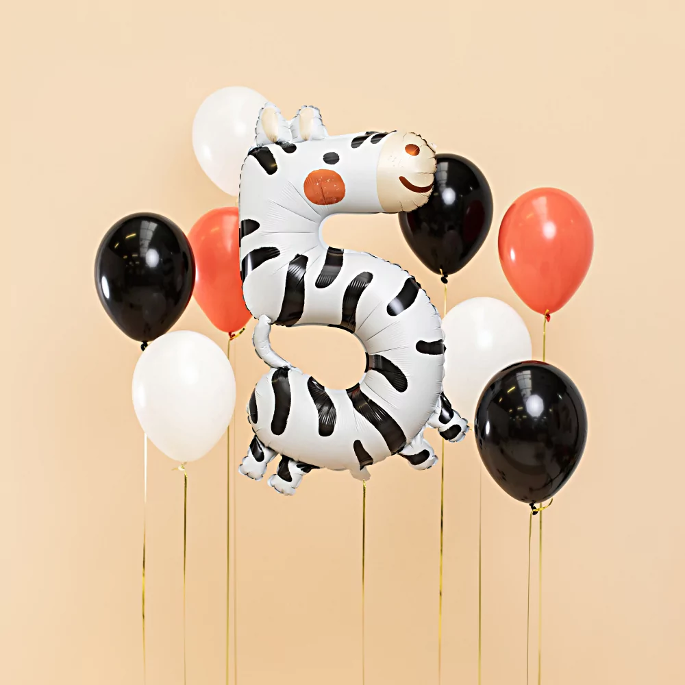 folieballon cijfer 5 zebra