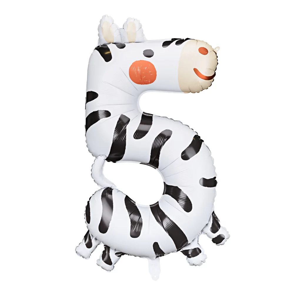 folieballon cijfer 5 zebra