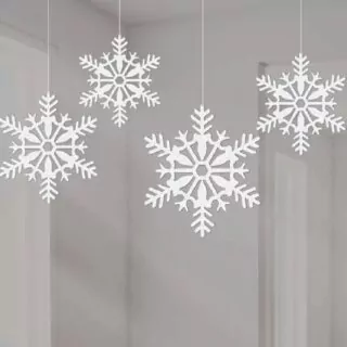Witte sneeuwvlokken met glitter