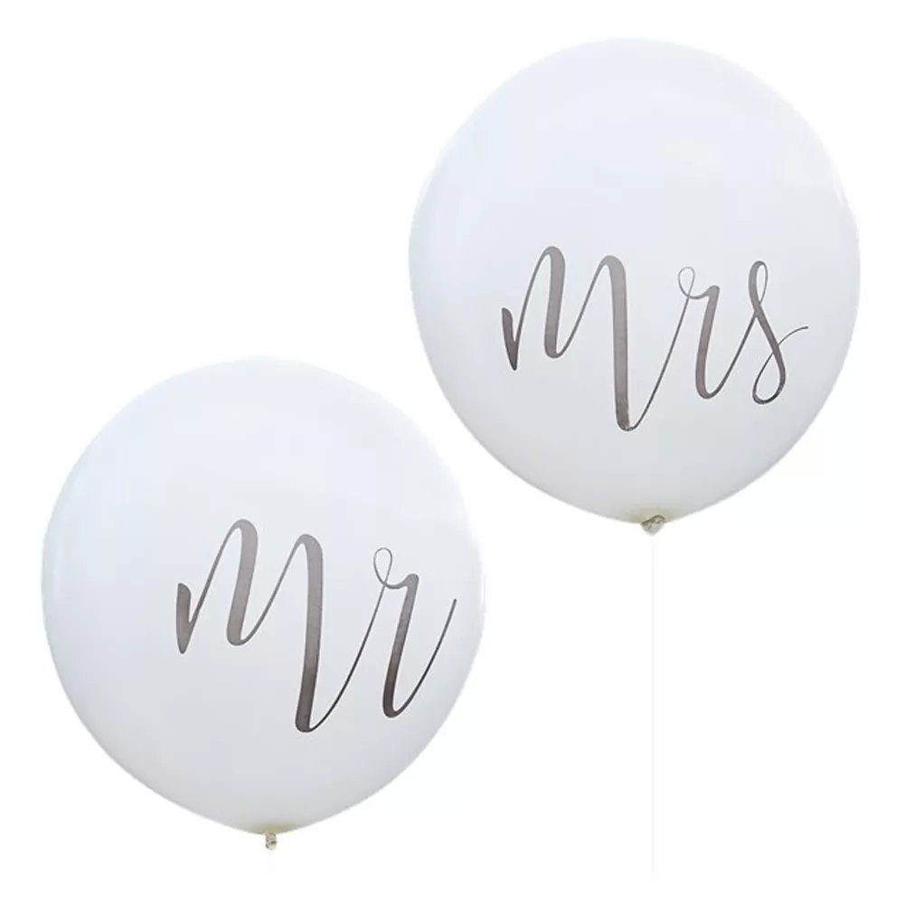 Reuzeballonnen Wit Mr & Mrs- 2 stuks