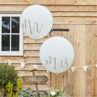 Reuzeballonnen Wit Mr & Mrs- 2 stuks