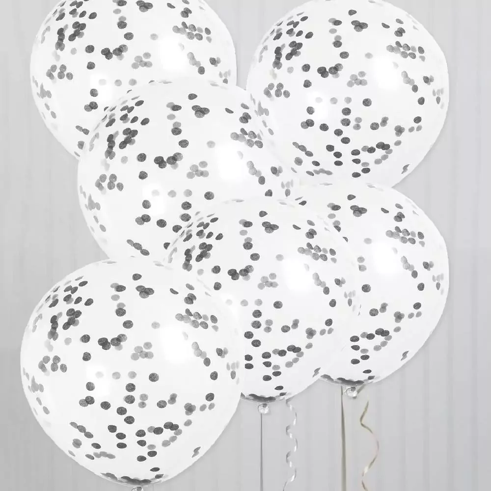 Confettiballonnen met zwarte confetti