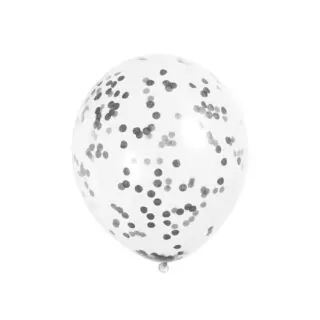 Zwarte confettiballon op een witte achtergrond