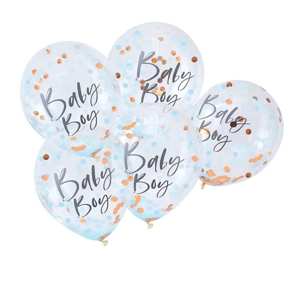 Confetti Ballonnen 'Baby Boy' - 5 stuks
