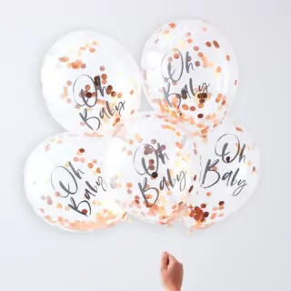 Confetti Ballonnen 'Oh baby' Rose Goud