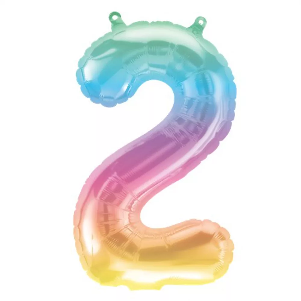 Folieballon ‘2’ Regenboog Pastel