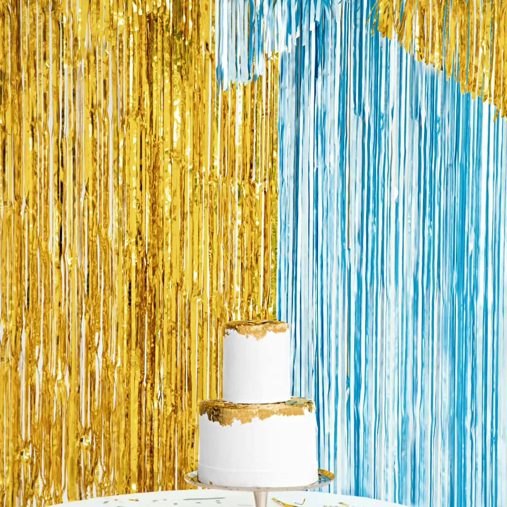 gouden en blauwe verjaardags versiering