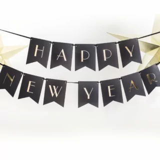 Zwarte met gouden slinger happy new year