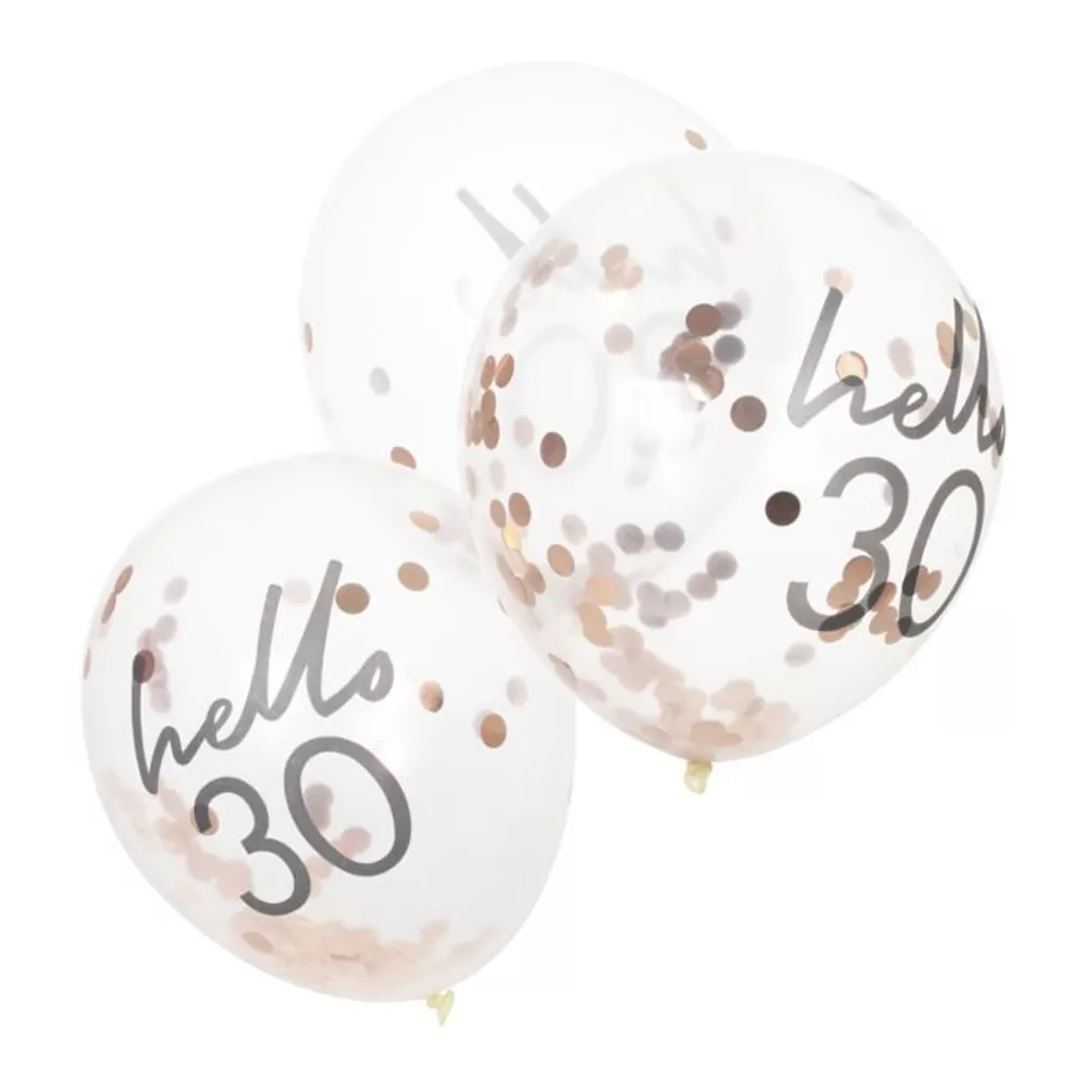 Confettiballonnen Rosé Goud 'Hello 30' - 5 stuks