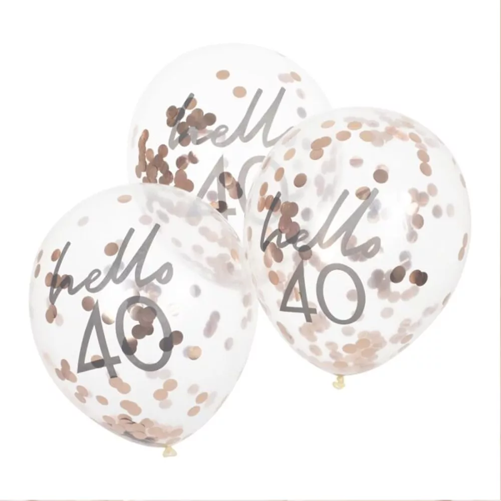 Confettiballonnen Rosé Goud 'Hello 40' - 5 stuks