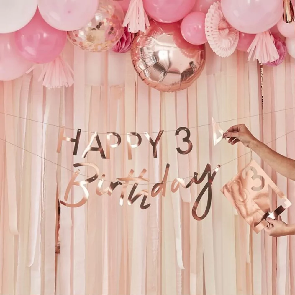 Slinger Happy Birthday Customizable Rosé Goud - 1.5 Meter