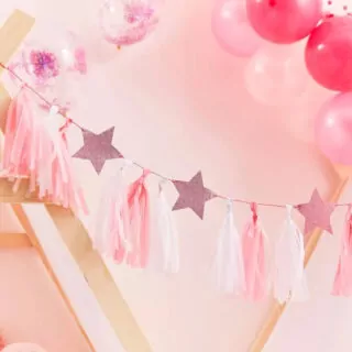 Tassel Slinger Roze Wit - 2 Meter