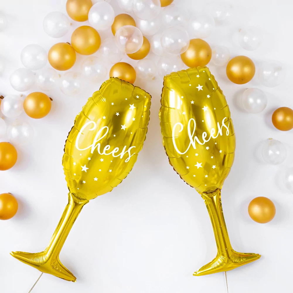 gouden champagneglazen folieballon
