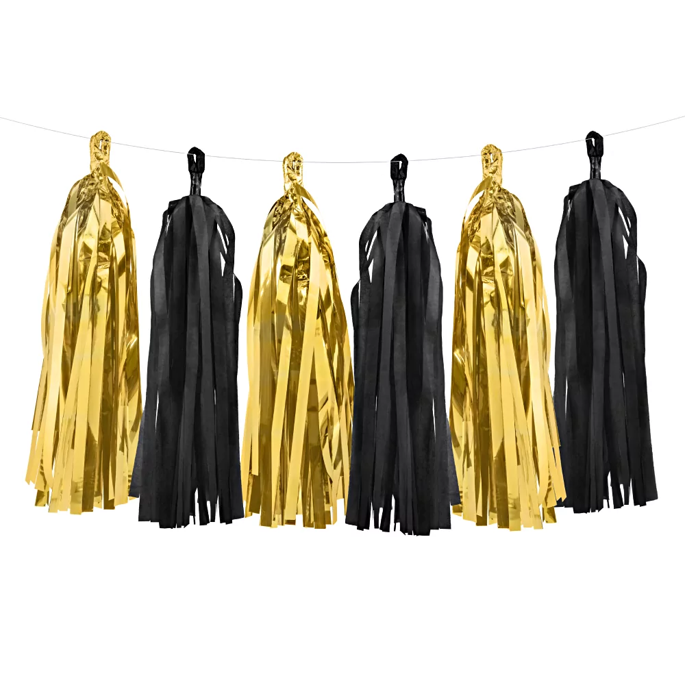 zwarte en gouden tasselslinger
