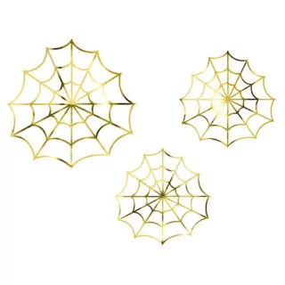 Decoratie Spinnenweb Goud - 3 stuks