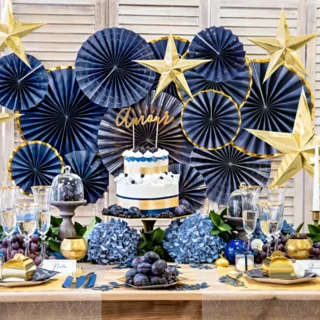 Donkerblauwe en gouden versiering
