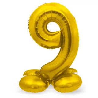 Folieballon met Standaard Goud - Cijfer 9