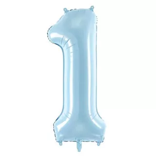 Folieballon - Cijfer 1 - Lichtblauw XL