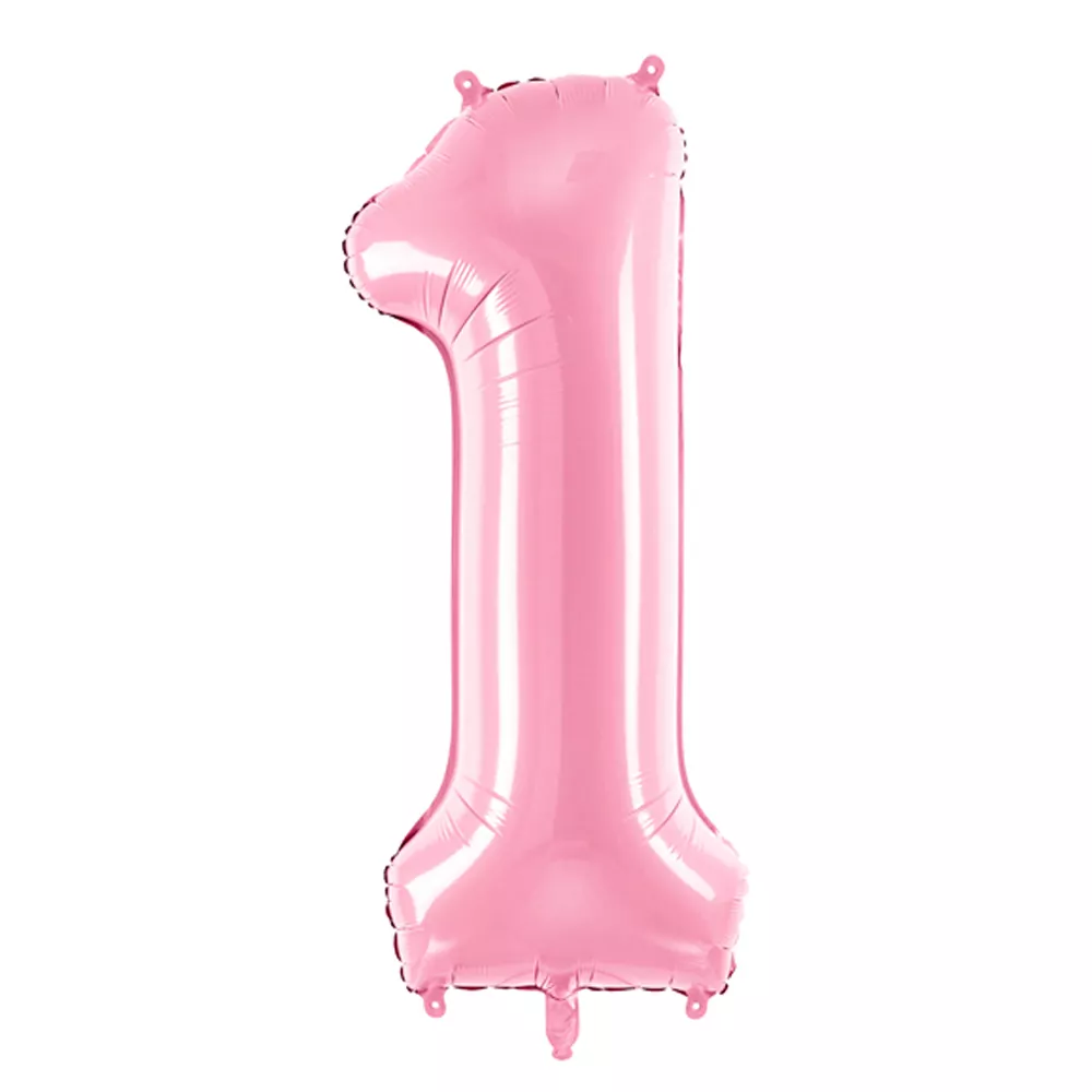 Folieballon - Cijfer 1 - Lichtroze XL
