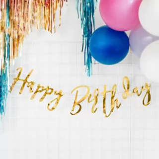 gouden happy birthday slinger