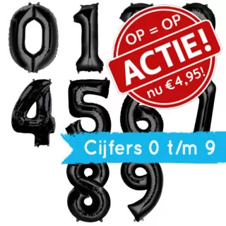 Folieballon Cijfer 4 (86 cm) - Zwart