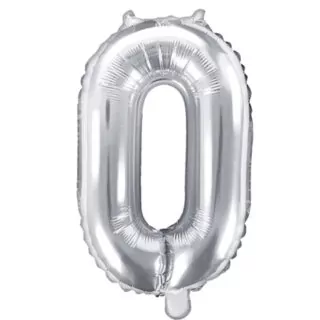 Folieballon Cijfer 0 (35 cm) - Zilver